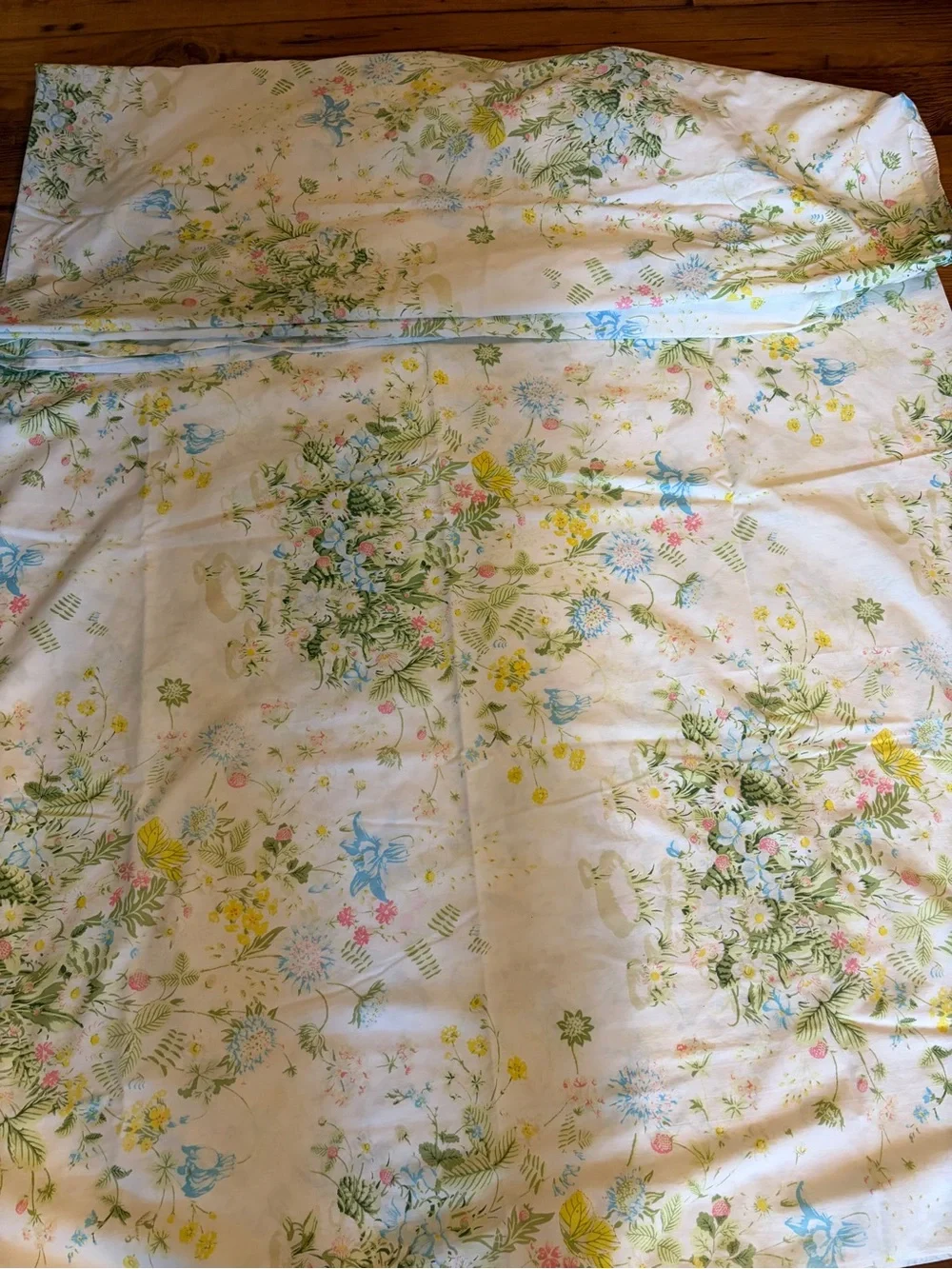 Vintage Bed Sheets Pequot Spring Bouquet Floral Fitted & Flat Full Size EUC